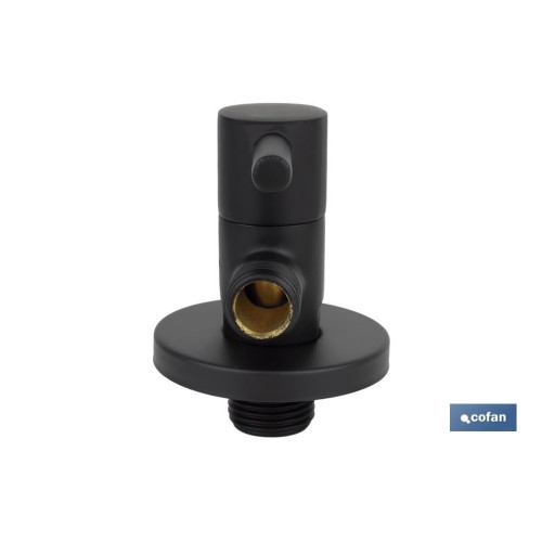 VÁLVULA DE ESCUADRA 1/2 x 3/8 MODELO LUX NEGRA
