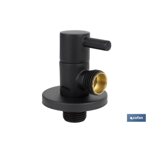 VÁLVULA DE ESCUADRA 1/2 x 1/2 MODELO LUX NEGRA