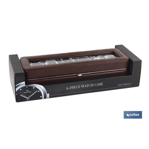 CAJA GUARDA RELOJES 5 UDS PIEL NEGRA