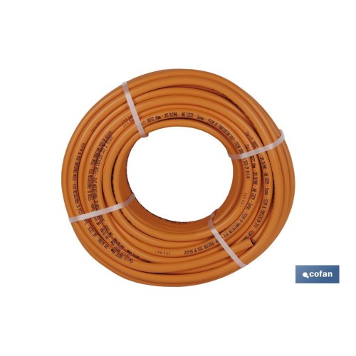 TUBO GAS FLEXIBLE NARANJA UNE 53539 Ø8x60 m