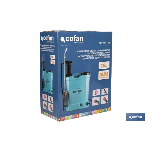 PULVERIZADOR DE ESPALDA 16 L DUAL - ELÉCTRICO/MANUAL LI-ION 12 V 8.0 AH