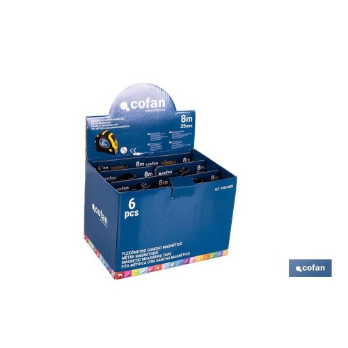 EXPOSITOR DE FLEXÓMETROS MAGNÉTICOS 25 MM X 8 M 6 UDS.
