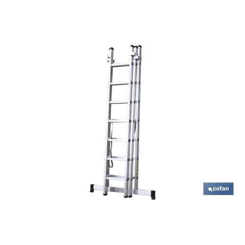 ESCALERA ALUMINIO TRIPLE 7 PELDAÑOS 2,00 + 2,00 + 2,00 M