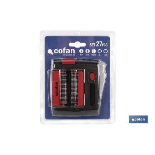 SET PUNTAS  PH, PZ, TORX, SL, HEX  (27 pcs.)