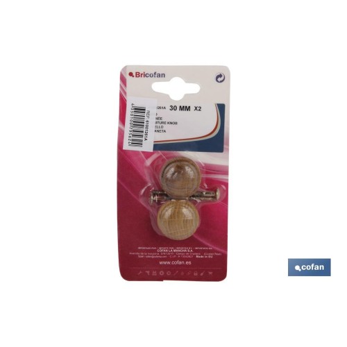 2 UDS POMO ROBLE 30MM