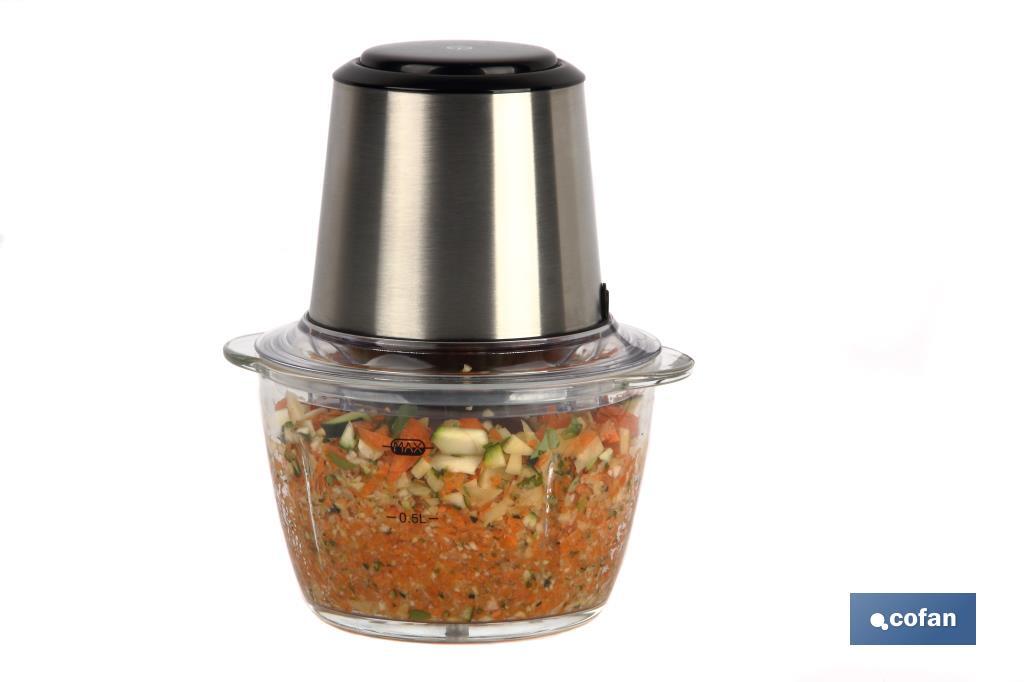 PICADORA ELECTRICA ACERO INOX VASO DE  VIDRIO 1,2 L 400W