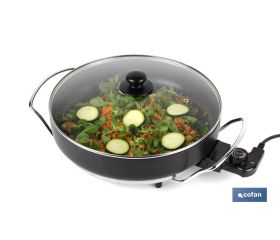 Sartén Eléctrica Modelo Belice | 1500 W | Base de acero con revestimiento adherente | Diámetro 36 cm