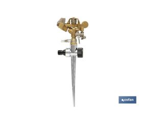 Aspersor sectorial 360º con piqueta | De metal | Para jardín y agricultura | Superficies grandes
