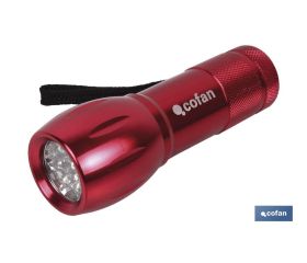 Linterna Aluminio 9 LED COLORES