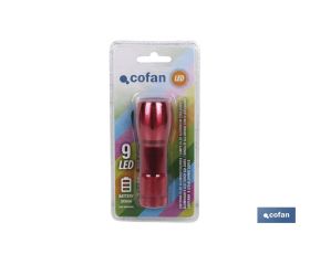 LINTERNA 9 LED ALUMINIO COLORES Ø 2,7 x10cm