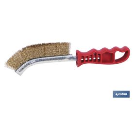 Cepillo Universal de acero latonado | Mango ergonómico rojo | Longitud 240 mm