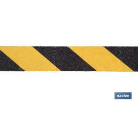 Cinta adhesiva antideslizante | Color amarillo y negro | Medidas en 25 y 50 mm de longitud