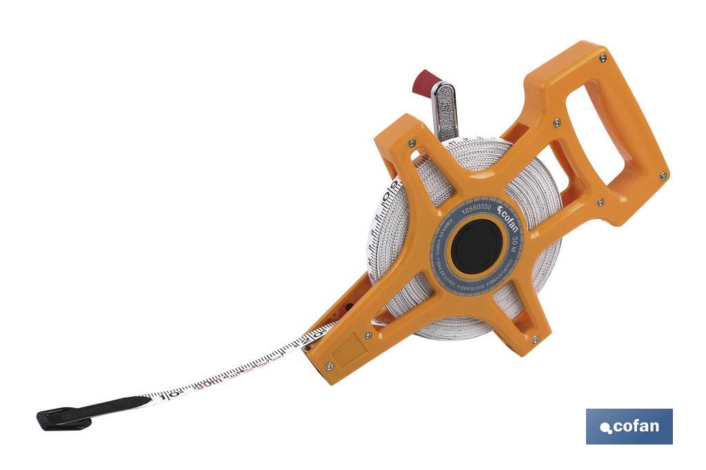 CINTA METRICA FIBRA VIDRIO CON MANGO 30 M