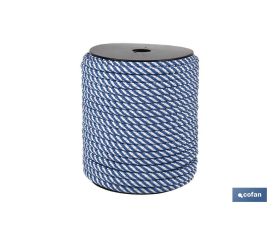 Cuerda Trenzada Helicoidal Blanco/Azul (100% polipropileno)