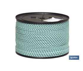Cuerda Trenzada Helicoidal Blanco/Verde (100% polipropileno)