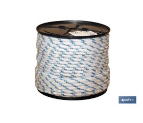 Cuerda Trenzada Polipropileno | Formato: Rollos grandes | Color: Blanco y Azul