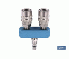 Enchufe rápido con 2 salidas | Distribuidor conector neumático con 2 salidas para instalaciones neumáticas