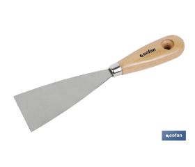 Espátula con mango en madera | Varias medidas | Hoja fabricada en acero inoxidable | Herramienta muy práctica