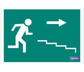 Señal Salida Escalera derecha Bajada Pictograma