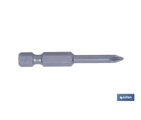 Kit de puntas de acero para atornillar | Contenido 3 puntas Phillips de 50 mm | Modelo 1/4 PH