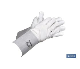 Guantes de vacuno con manguitos de 13 cm | Piel de serraje | Comodidad y protección | Ideales para agricultura y recolección