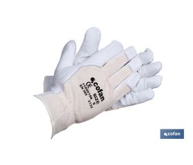 Guantes de piel de vacuno y dorso de punto | Duraderos y resistentes | Transpirables | Protección y seguridad