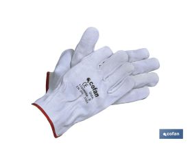 Guantes de piel de serraje gris | Duraderos y resistentes | Protección y seguridad | Pulgar plano