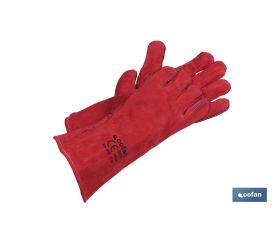 Guante de soldador con fibras largas | Interior forrado | Para trabajos de soldadura y trabajos mecánicos