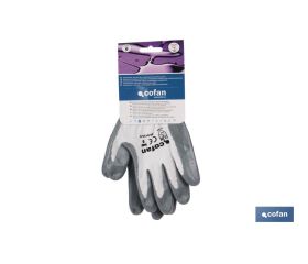 BLÍSTER DE GUANTE DE NITRILO 100 % IMPREGNADO DE PU GRIS  TALLA 7 VENTA UNITARIA