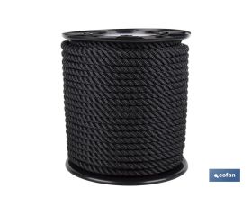 CARRETE CABO DE AMARRE 8 MM 200 M NEGRO