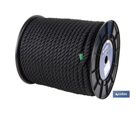 CARRETE CABO DE AMARRE 8 MM 200 M NEGRO