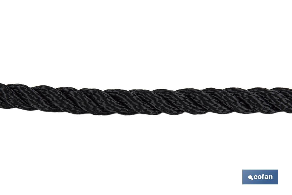 CARRETE CABO DE AMARRE 8 MM 200 M NEGRO