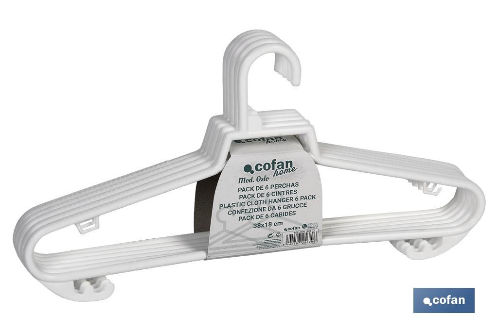 PACK DE 6 PERCHAS BLANCAS  38 X18 CM
