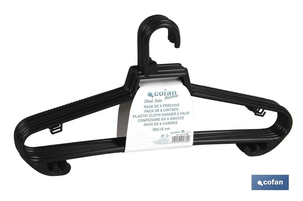 PACK DE 6 PERCHAS NEGRAS 38 X18 CM