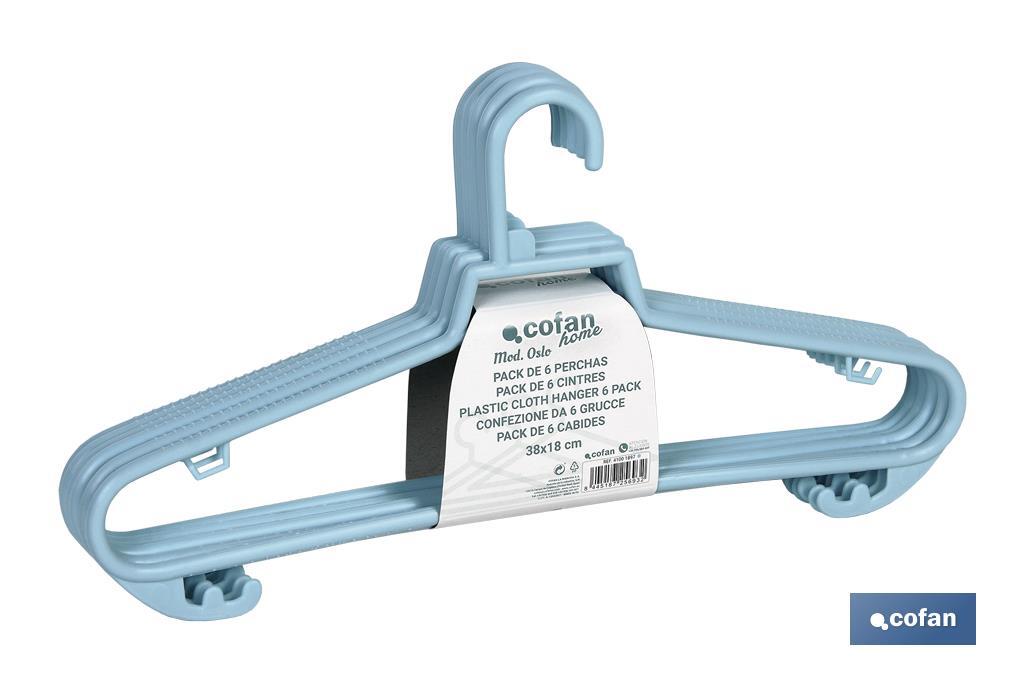 PACK DE 6 PERCHAS AZULES CLARO  38 X18 CM