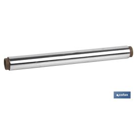 Papel de Aluminio Doméstico | Medida 50 m | Ancho 30 cm | Estuche con sierra de corte | Antiadherente | Multiusos
