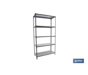 Estantería de acero | Color antracita | Disponible con 5 baldas de acero galvanizado | Medidas: 180 x 90 x 40 cm