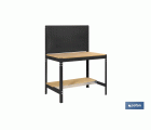 Banco de trabajo | Incluye panel perforado y 2 estantes de madera | Disponible en color antracita | Medidas: 1445 x 910 x 610 mm