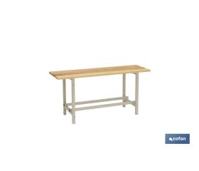 Banco de vestuario | Estructura de acero | Asiento de madera| Medidas: 47,5 x 100 x 32 cm