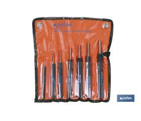 Conjunto de 7 piezas de botador cilíndrico | Fabricado en acero al cromo vanadio endurecido | Medidas del conjunto de 15, a 6 mm