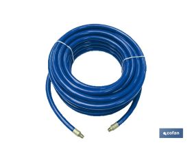 Manguera de compresor Ø8 x 12mm (Rosca macho BSP 1/4) longitud 15 Metros | Manguera azul para aire comprimido en PVC
