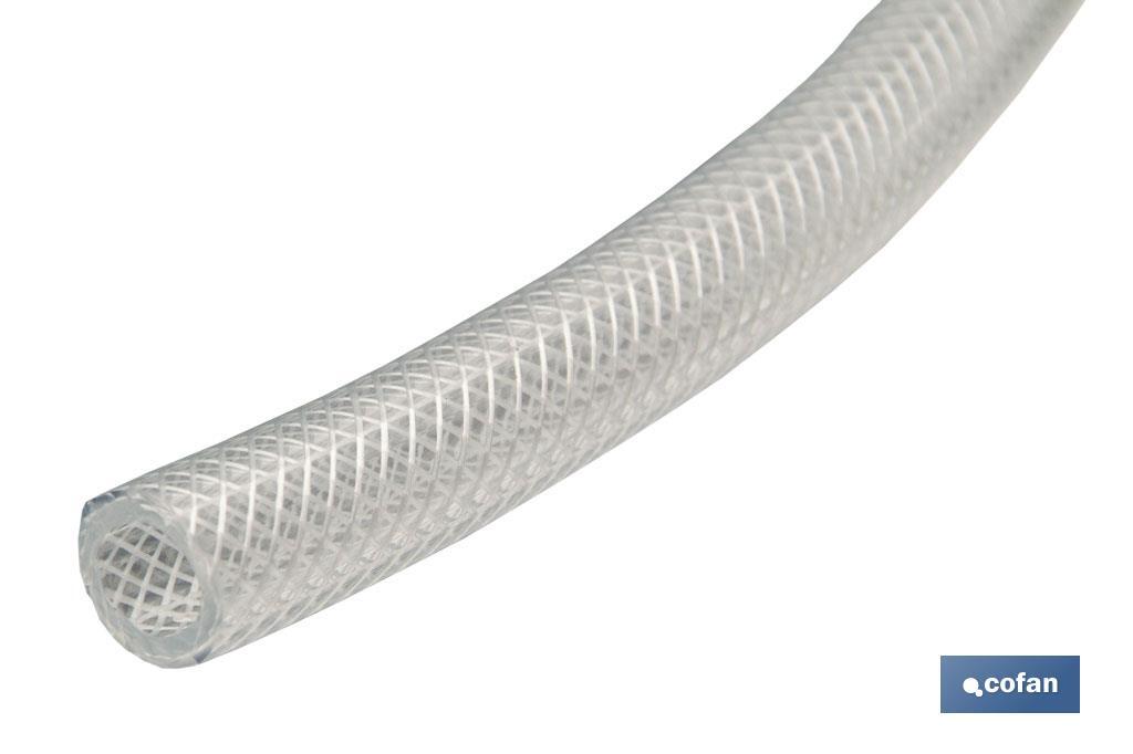 MANGUERA PVC CRISTAL C/REFUERZO 6x12 mm/100m