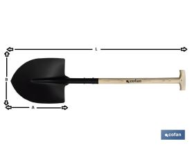 PALA DE PICO 340mm MANGO MADERA ABIERTO