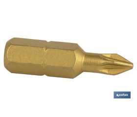 Puntas titanio Pozidrive de atornillar en 1/4' | Con huellas desde PZ 1, PZ 2 y PZ 3 | Versiones de 25 y 50 mm de longitud