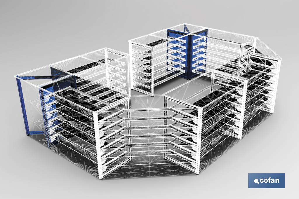 MARCO MOSTRADOR TRIPLE PARA RINCON 90º -525x525x920mm