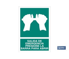 Salida de Emergencia Presione la Barra para Abrir