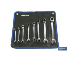 Set de 8 unidades de llaves de carraca mixta | Fabricadas en cromo vanadio | Contenido SW 8, 10, 12, 13, 14, 17, 19 y 21
