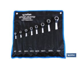 Set de 12 llaves acodadas | Fabricadas en acero al cromo vanadio | Medidas de las llaves desde 6-7 mm hasta 30-32 mm