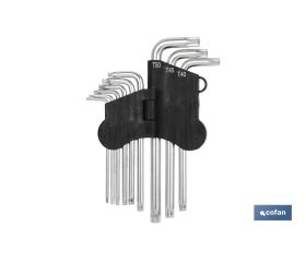 JGO 9 LLAVES ACODADAS TORX (T-10 - T-50)