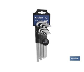 JGO 9 LLAVES ACODADAS TORX (T-10 - T-50)